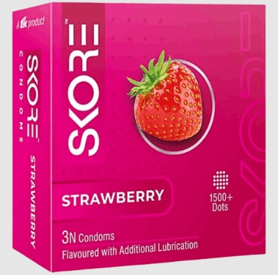 Picture of SKORE - Strawberry Climax Delay With Raised Dots Condom - Single Pack -3pcs