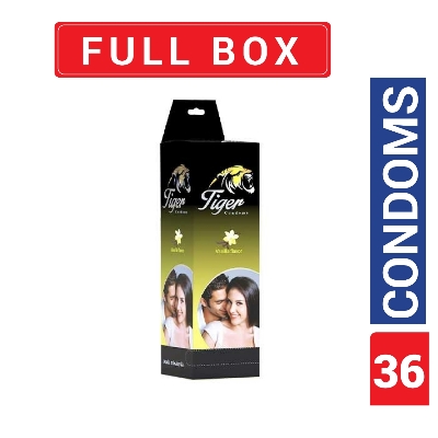 Picture of Tiger Dotted Condoms Vanilla Flavour Full Box 3x12= 36pcs
