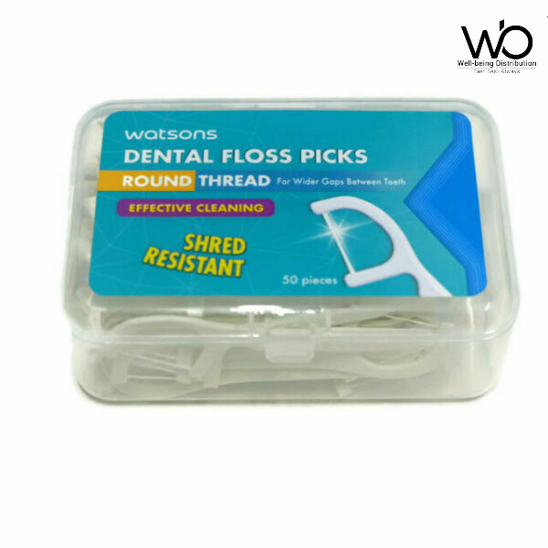 Picture of Watsons Round Thread Dental Floss Picks - 50 Pieces Box