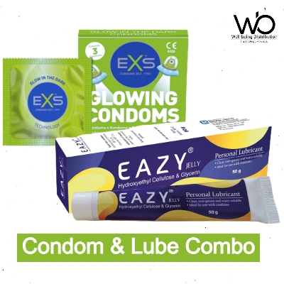 Picture of Condom & Lube Combo - EXS Glow Condom 3pcs Pack & Eazy Jelly Personal Lubricant 50gm Pack