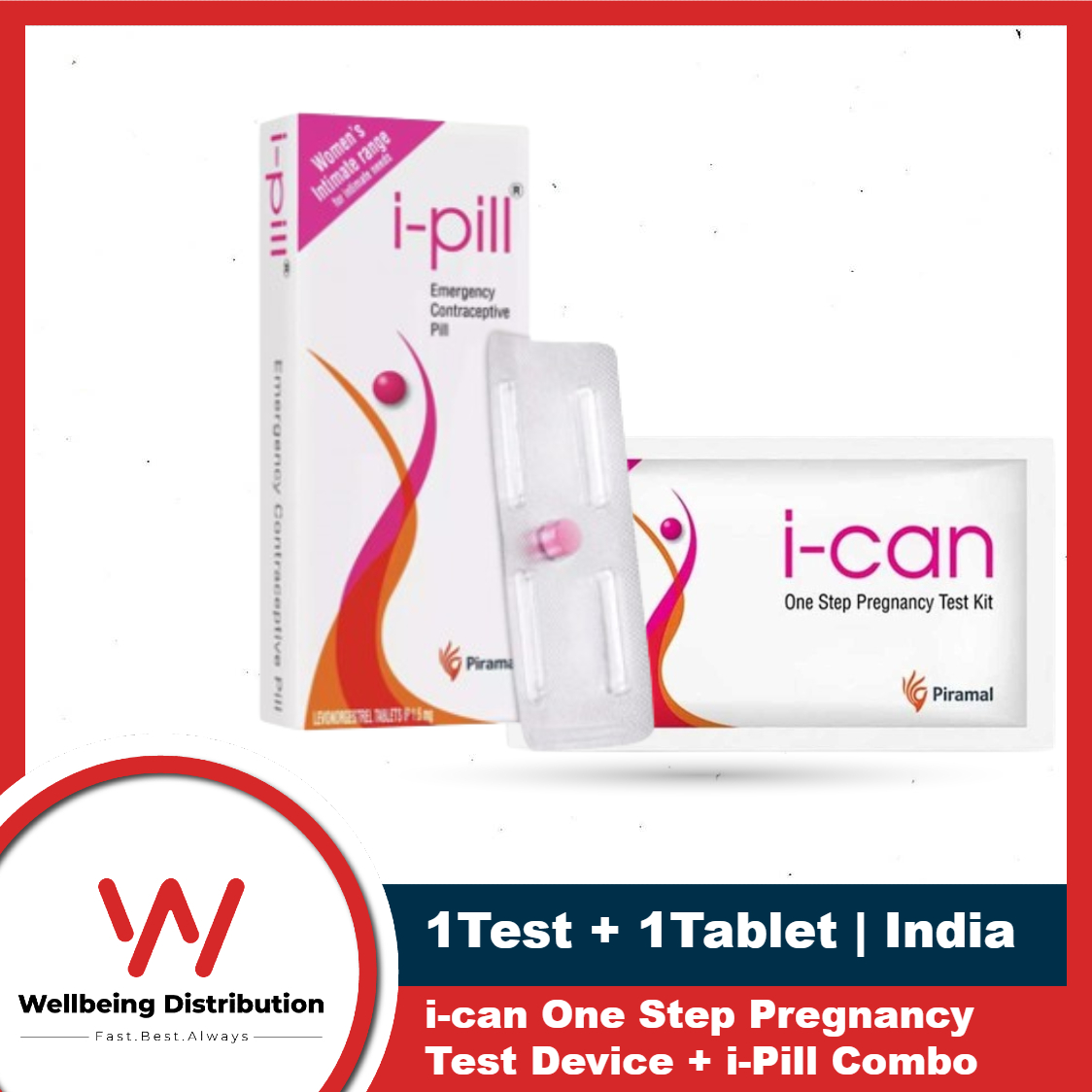 Picture of iCan & iPill Combo - i-can One Step Pregnancy Test Device + i-Pill Tablet Combo