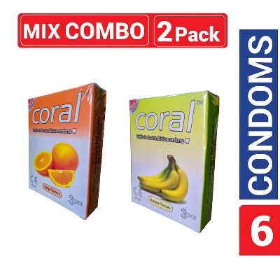 Picture of Coral Mix |1 Pack Orange & 1 Pack Banana Flavored Condom For Men | 3x2=6pcs