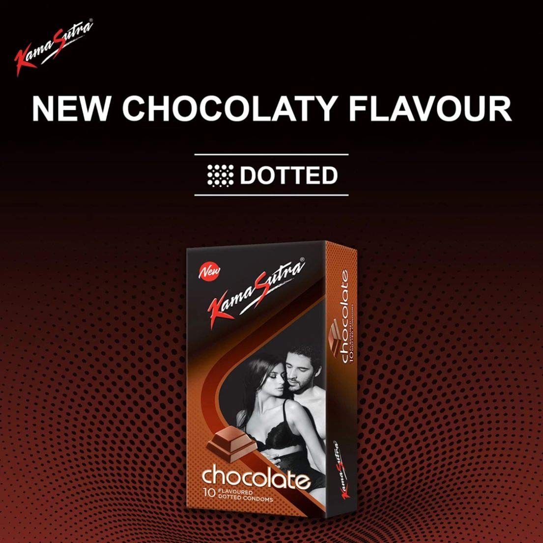 Picture of Kamasutra Chocolate Flavor Dotted Condom 10pcs Pack (Made in India)