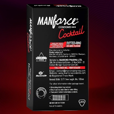 Picture of Manforce Cocktail Condoms with Dotted-Rings Strawberry & Vanilla Flavored 10pcs Pack | India