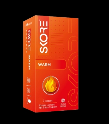 Picture of Skore Condom for Men Warm Smoky Flavor Ribbed Dotted Colors Condom 3pcs x 2 Pack | Extra Lubrication | India