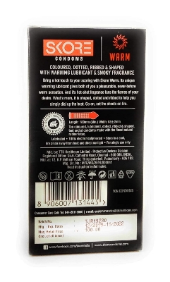 Picture of Skore Condom for Men Warm Smoky Flavor Ribbed Dotted Colors Condom 3pcs x 2 Pack | Extra Lubrication | India