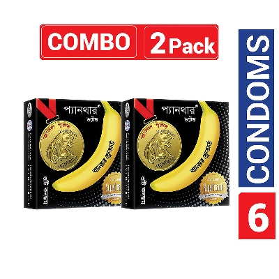 Picture of Panther - Dotted Banana Flavored Condom - Combo Pack - 2 Packs - 3x2=6pcs