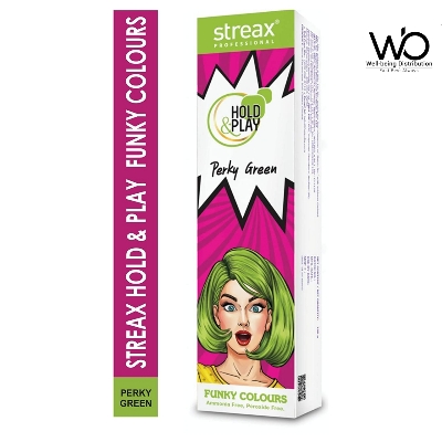 Picture of Streax Professional Hold and Play Funky Hair Colour Perky Green (100gm)