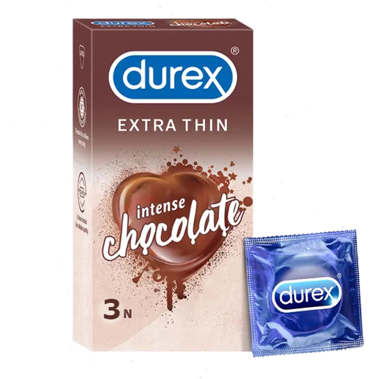 Picture of Durex Extra Thin Intense Chocolate Flavored Condom Single Pack 3x1=3pcs