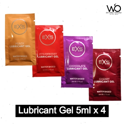 Picture of EXS Lubricant Mix Combo Pack - Cherry, Chocolate, Strawberry & Peach Flavored Water Based Lubricant 5ml x 4 Pouch - Travel/Honeymoon Pack