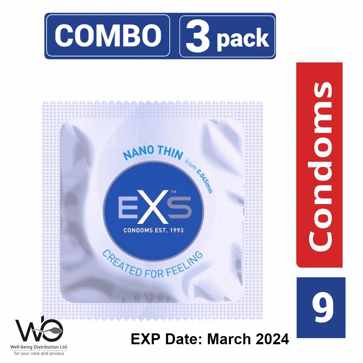 Picture of EXS - Nano Thin Condom - Combo Pack - 3 Packs - 3x3=9pcs (Made in UK)