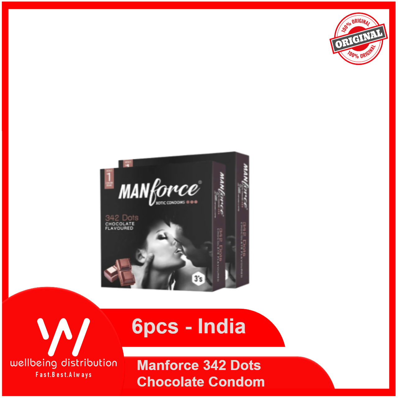 Picture of Manforce Xotic Condom 342 Dots Chocolate Flavour Condoms - Combo Pack - 3x2=6pcs
