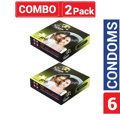 Picture of Tiger Dotted Condom For Men Vanilla Flavour Combo Pack 2 Packs 3x2=6pcs