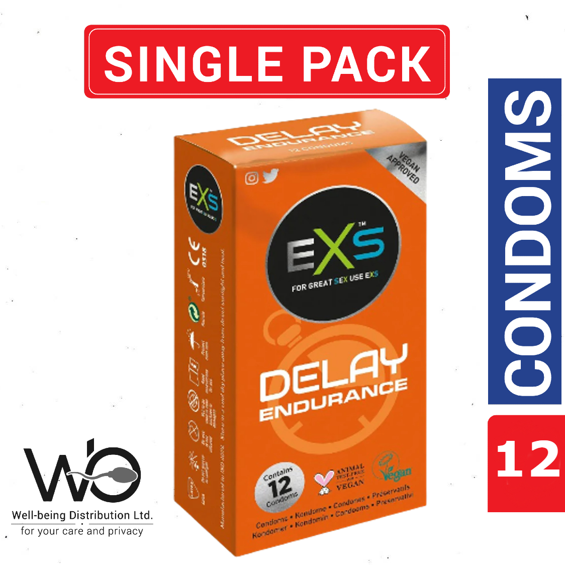 Picture of EXS Delay Endurance Condom 12pcs Pack - Long Lasting Extra Time Condom (Product of UK)