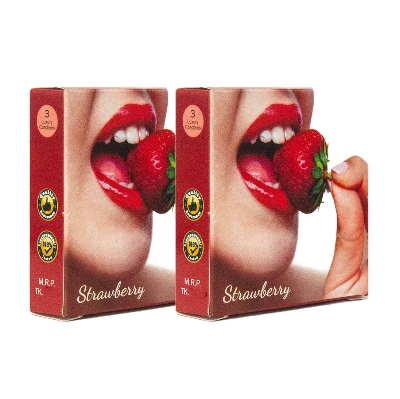 Picture of Sensation - Super Dotted Strawberry Condom For Men | Combo Pack -2 Packs | 3x2=6pcs