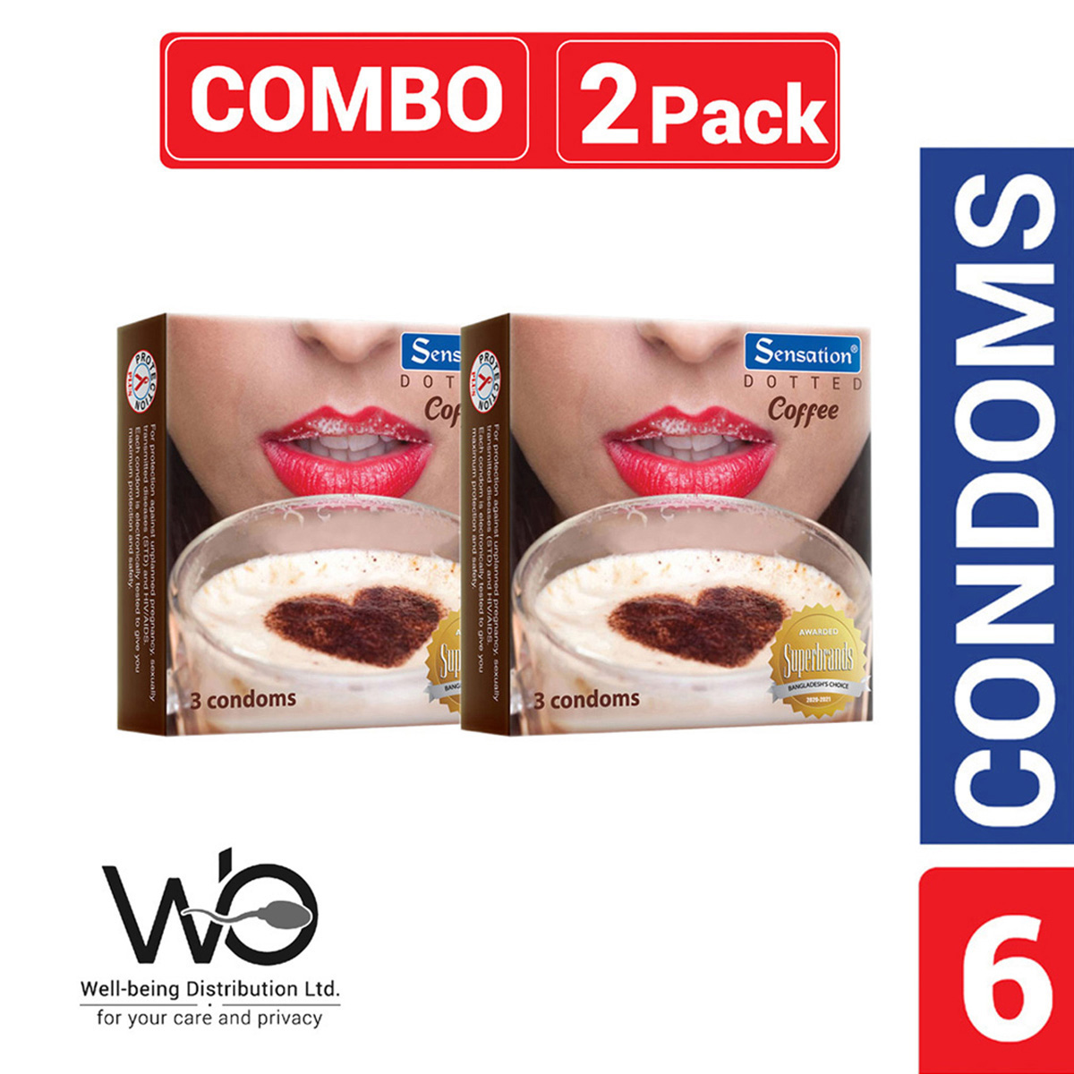 Picture of Sensation - Dotted Coffee Condom For Men - 2 Packs - 6pcs