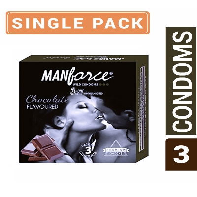 Picture of Manforce 3pcs Pack Chocolate/ 1500 Litchi/ Coctail Strawberry/ Stamina Orange, Pineapple/ Strawberry/ Black Grapes/ Game/ Premium Flavor Super Condoms Single Pack - Select Variants & Order