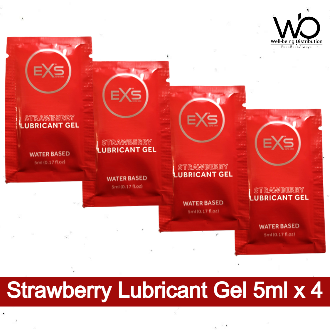 Picture of EXS Lubricant - Strawberry Flavored Water Based Lubricant 5ml x 4 Pouch - Travel/Honeymoon Pack