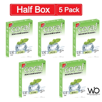 Picture of Coral Mint Flavors Lubricated Natural Latex Condom Half Box - 3x5=15pcs (Made in Malaysia)