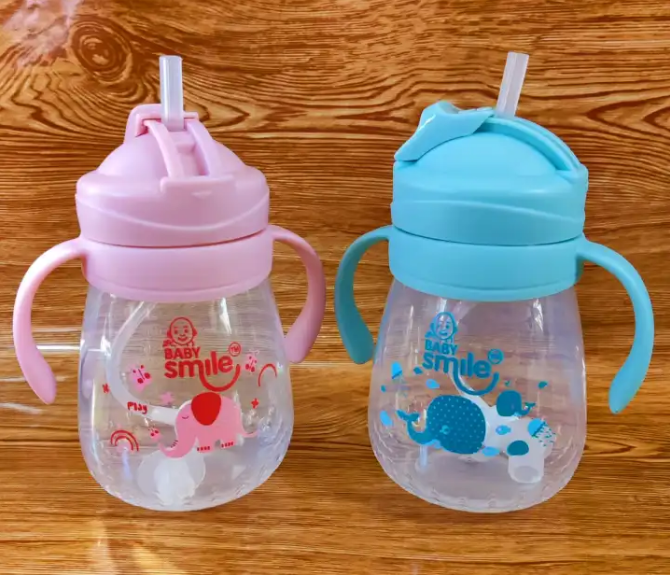 Picture of 1PCS Baby Mumpot Waterbottle Smile Baby Drinking Water Pot With Straw & Pipe 300Ml Multicolor Available