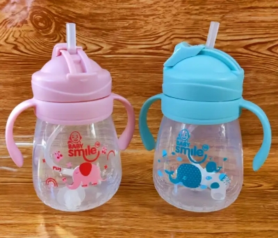 Picture of 1PCS Baby Mumpot Waterbottle Smile Baby Drinking Water Pot With Straw & Pipe 300Ml Multicolor Available