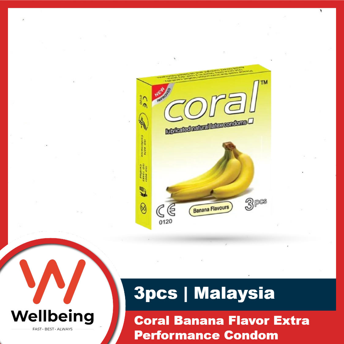 Picture of Coral Banana Flavor Extra Performance Condom | Single Pack 3pcs | Malaysia