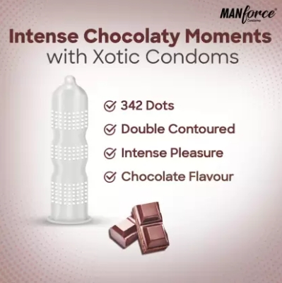 Picture of Manforce Xotic Condom 342 Dots Chocolate Flavour Condoms - Combo Pack - 3x3=9pcs