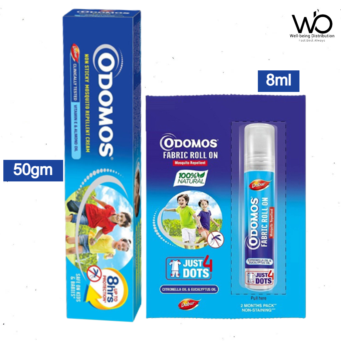 Picture of Odomos Cream & Fabric Roll-On Combo - Odomos Blue 50g Cream & Odomos Mosquito Repellent Fabric Roll-On 8ml