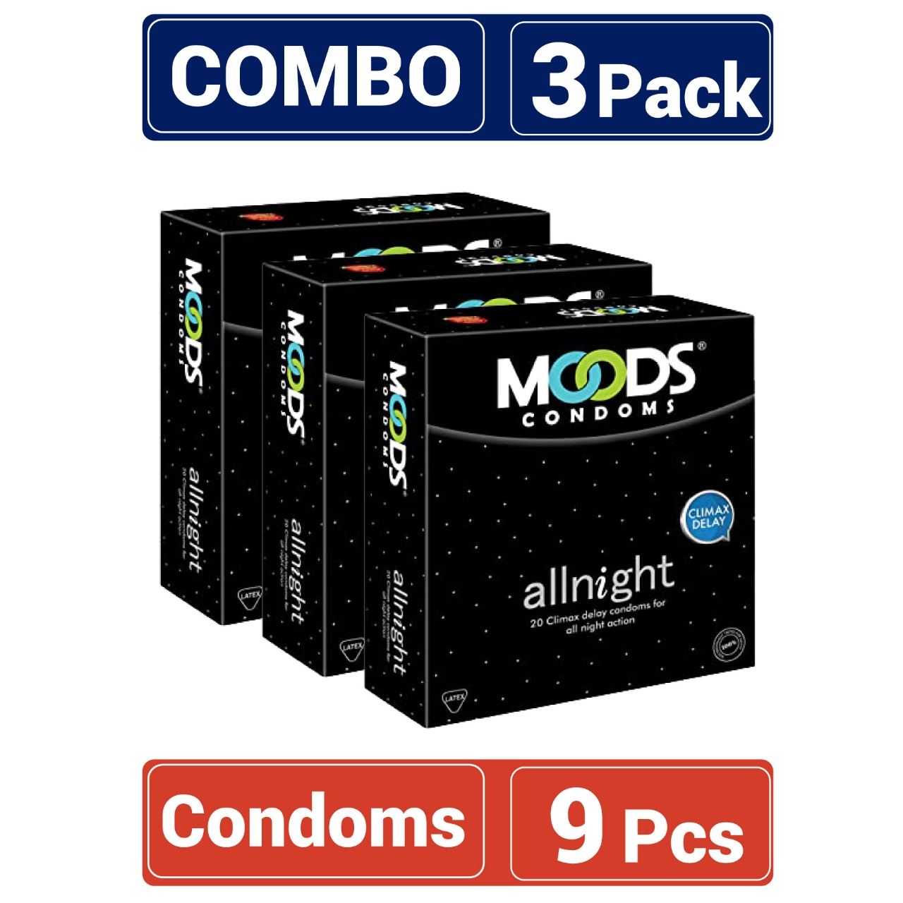 Picture of Moods - All Night Condom - Combo Pack - 3 Packs