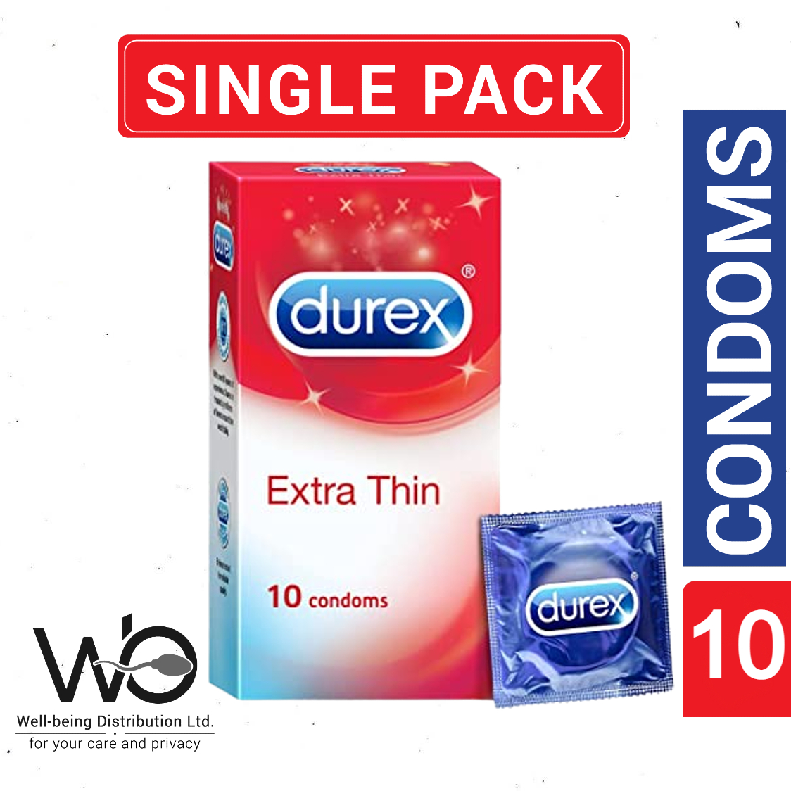 Picture of Durex Condom - Extra Thin Condoms for Men 10pcs Pack (Made in India)