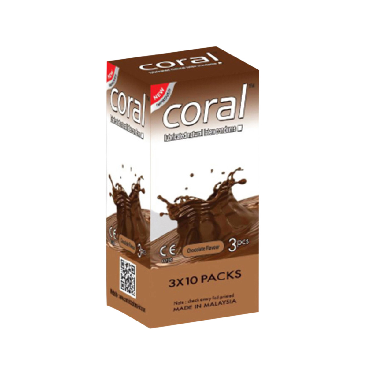 Picture of CORAL - Coral - Chocolate Flavors Lubricated Natural Latex Condom Full Box