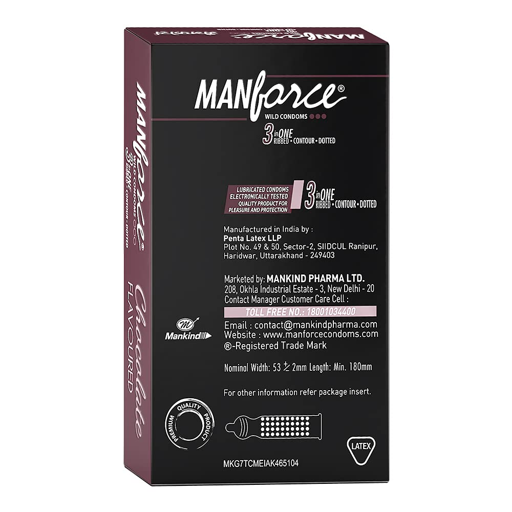 Picture of Manforce Chocolate Flavor Dotted Condom / Epic Super Thin Chocolate Flavor/ Manforce Game/ Premium Condoms 10pcs Pack - Made in India - Select Variants & Order