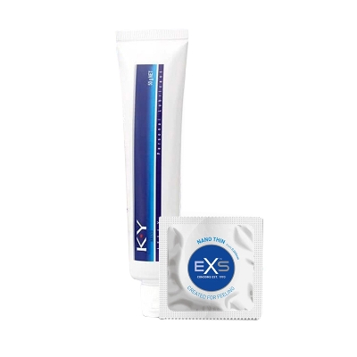 Picture of Condom & Lubricant Combo Pack - EXS Nano Thin Condom Single Pack & J&J KY Jelly Personal Lubricant 50gm Pack
