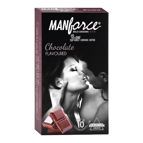 Picture of Manforce Chocolate Flavor Condoms 10pcs Pack - Dotted, Ribbed & Contoured Condom