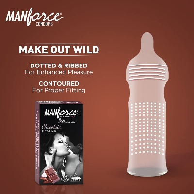 Picture of Manforce Chocolate Flavor Condoms 10pcs Pack - Dotted, Ribbed & Contoured Condom