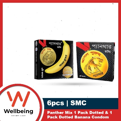 Picture of Panther Mix 1 Pack Dotted Condom 1 Pack Dotted Banana Condom 3x2=6pcs