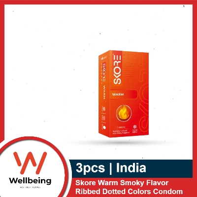 Picture of SKORE Not Out, Chocolate, Strawberry, Orange, Banana, Cherry Flavor, Dots, Shade, Cool Warm 1500+ Dots Condom for Men | Single 3pcs | India