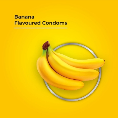 Picture of SKORE Not Out, Chocolate, Strawberry, Orange, Banana, Cherry Flavor, Dots, Shade, Cool Warm 1500+ Dots Condom for Men | Single 3pcs | India