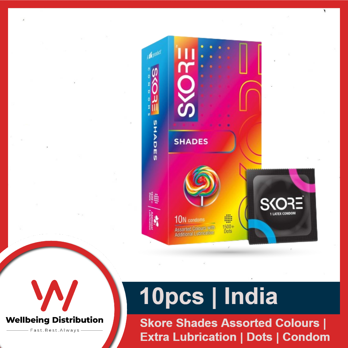 Picture of Skore Condom for Men Notout Climax Delay Condoms Dotted Condoms 10pcs Pack (Made in India)