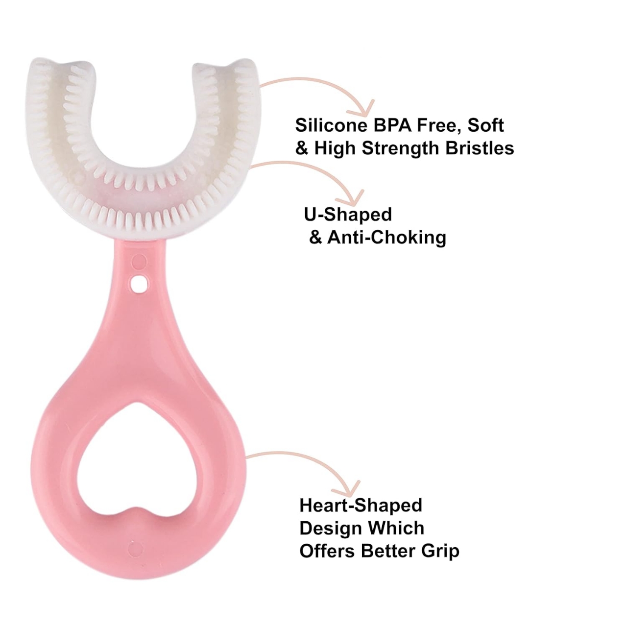 Picture of U-Shaped Toothbrush For Kids / Toddler - Toothbrush with Food Grade Soft Silicone Brush Head - Manual Whole Mouth Toothbrush for Kids Age 2-6 Year - 360° Oral Teeth Cleaning Design