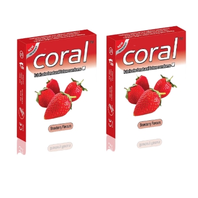 Picture of Coral - Strawberry Extra Performance Condom - Combo Pack - 2 Packs - 3x2=6pcs