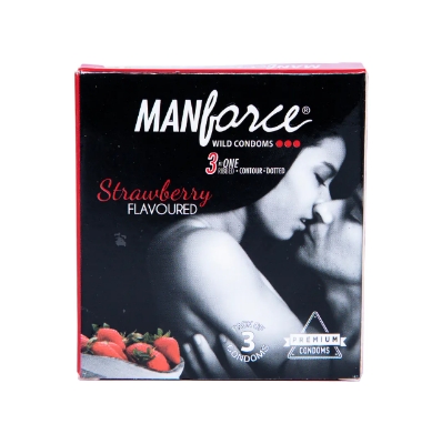 Picture of Manforce 3pcs Pack Chocolate/ 1500 Litchi/ 1740 Litchi/ Coctail Strawberry/ Stamina Orange, Pineapple/ Strawberry/ Black Grapes/ Game/ Premium Flavor Super Condoms Single Pack - Select Variants & Order