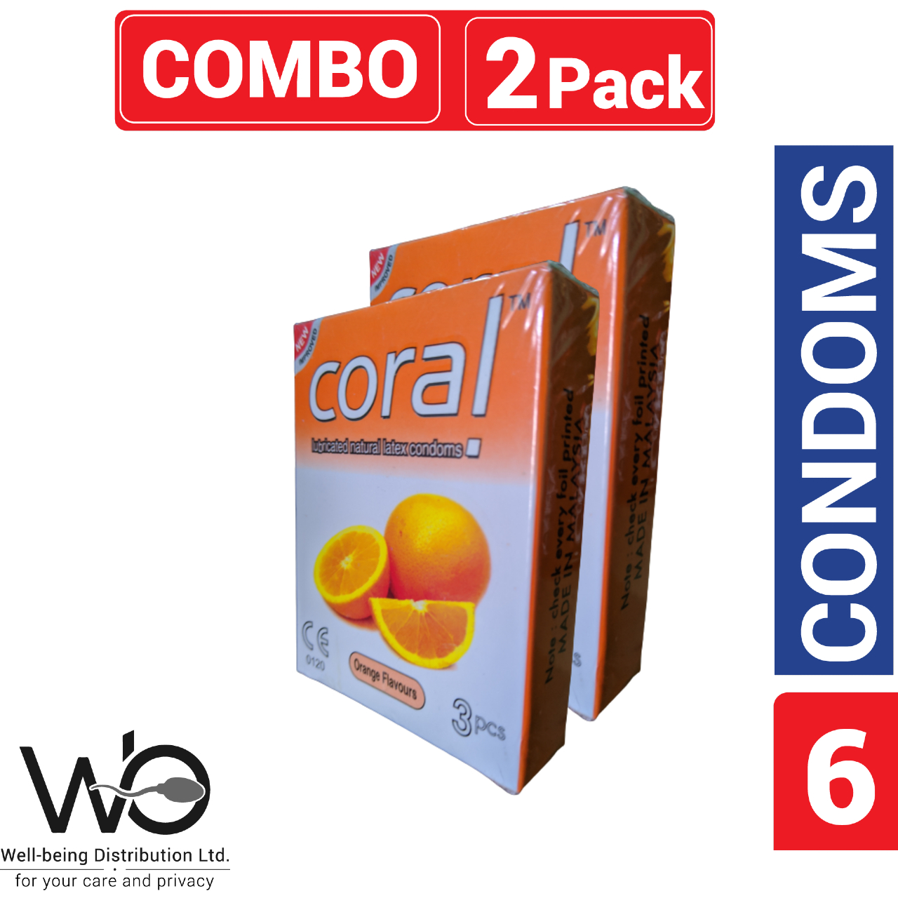 Picture of Coral Orange Natural Latex Condoms (Combo Pack)