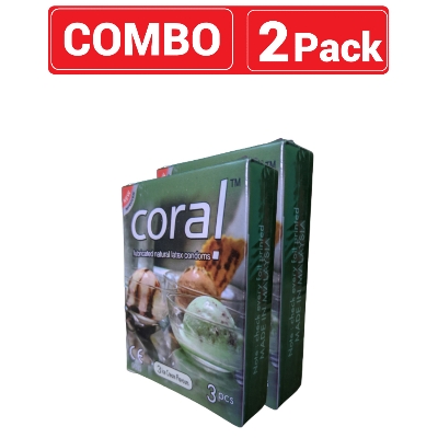 Picture of Coral - 3 Ice Cream Flavors Lubricated Natural Latex Condom - 2 Packs - 6pcs