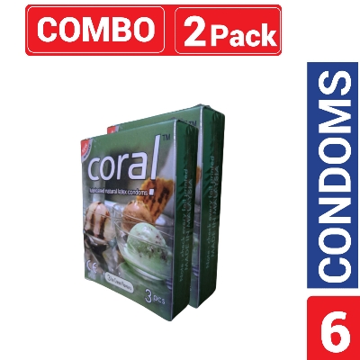 Picture of Coral - 3 Ice Cream Flavors Lubricated Natural Latex Condom - 2 Packs - 6pcs