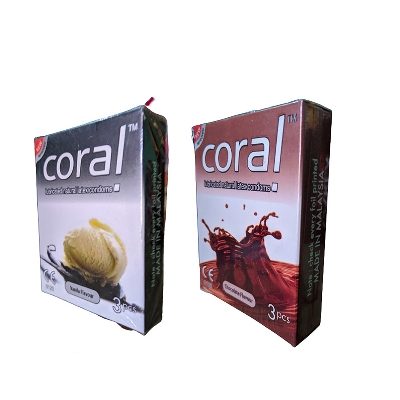 Picture of Coral Mix  - 1 Pack Vanilla & 1 Pack Chocolate Flavored Condom - 3x2=6pcs