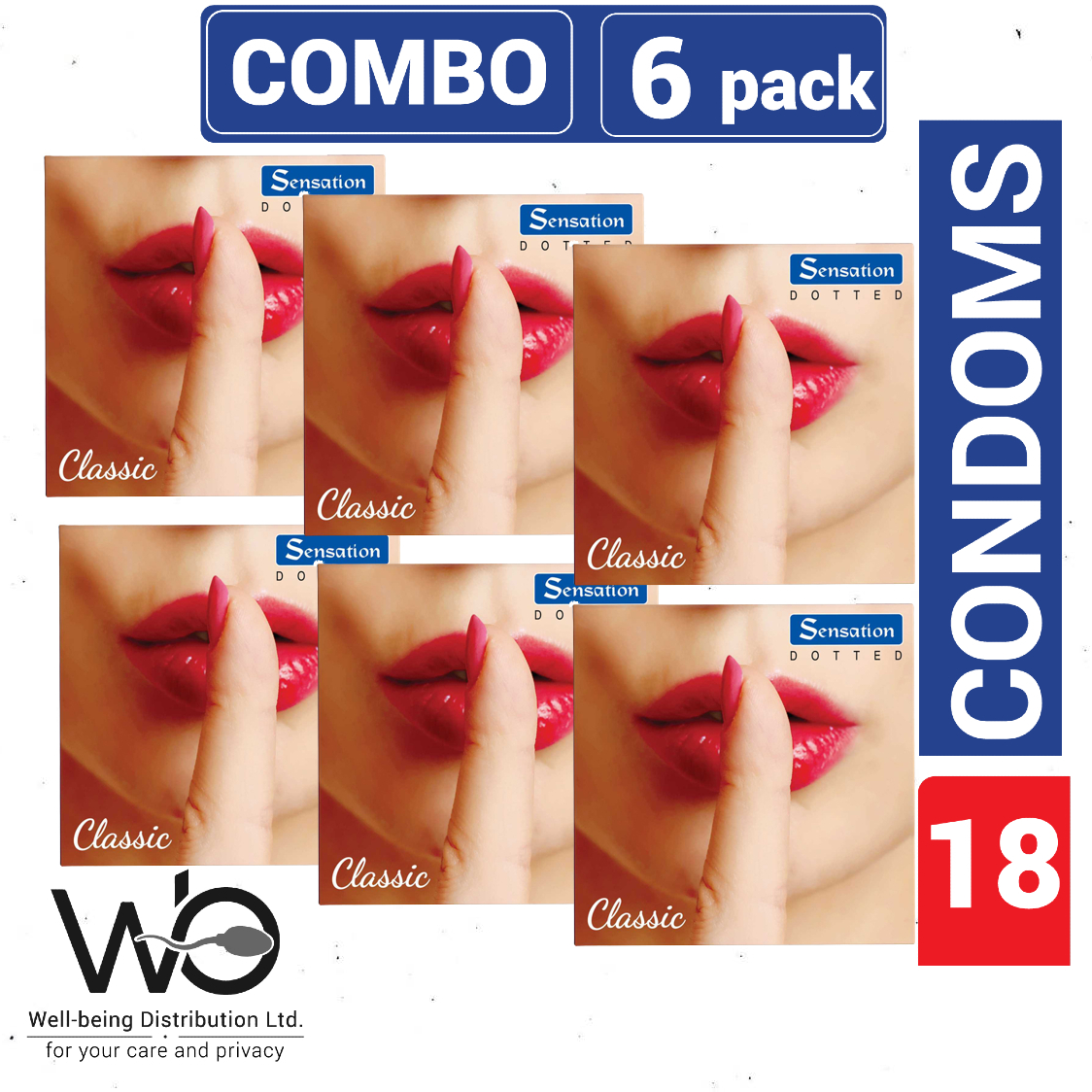 Picture of SMC Sensation Classic Dotted Condom Combo 6 Pack 6x3=18Pieces Condom