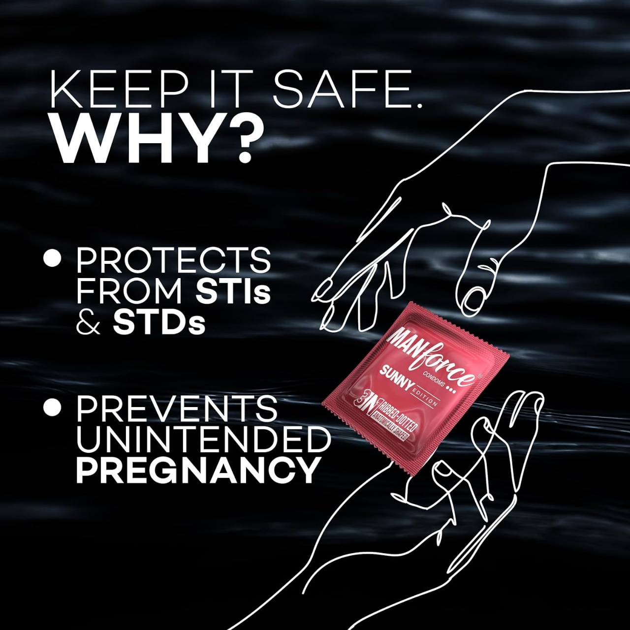 Picture of Manforce - Ribbed & Dotted Sunny Edition Condoms / Cocktail Hazelnut & Strawberry - Single Pack - 10pcs