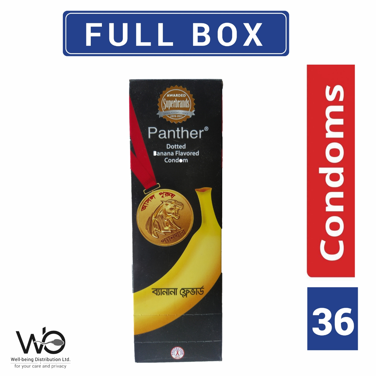Picture of Panther - Dotted Banana Flavored Condom - Full Box - 3x12=36pcs