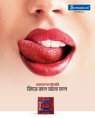 Picture of Sensation Condom - Strawberry Flavor Super Dotted - Full Box - 12 Pack x 3pcs=36pcs